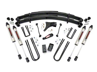 Rough Country 4-Inch Suspension Lift Kit with Rear Lift Blocks and V2 Monotube Shocks (Early 1999 4WD 6.8L, 7.3L Powerstroke F-250 Super Duty)