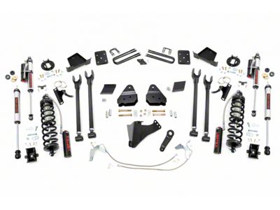Rough Country 6-Inch 4-Link Coil-Over Conversion Suspension Lift Kit with Vertex Adjustable Rear Shocks (11-14 4WD 6.7L Powerstroke F-250 Super Duty w/ Factory Overload Springs)