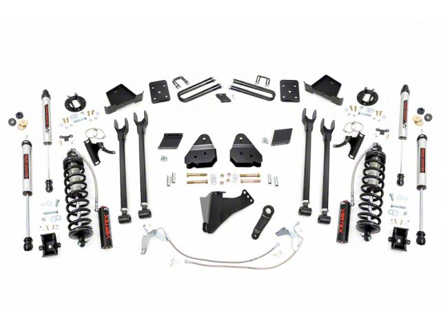 Rough Country 6-Inch 4-Link Coil-Over Conversion Suspension Lift Kit with V2 Monotube Rear Shocks (15-16 4WD 6.7L Powerstroke F-250 Super Duty w/o Factory Overload Springs)