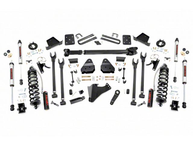 Rough Country 6-Inch 4-Link Coil-Over Conversion Suspension Lift Kit with Front Driveshaft and V2 Monotube Shocks (17-22 4WD 6.7L Powerstroke F-250 Super Duty w/ 4-Inch Rear Axle & w/o Factory Overload Springs, Excluding Tremor)