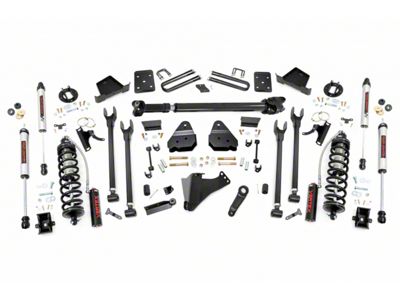 Rough Country 6-Inch 4-Link Coil-Over Conversion Suspension Lift Kit with Front Driveshaft and V2 Monotube Shocks (17-22 4WD 6.7L Powerstroke F-250 Super Duty w/ 4-Inch Rear Axle & w/o Factory Overload Springs, Excluding Tremor)