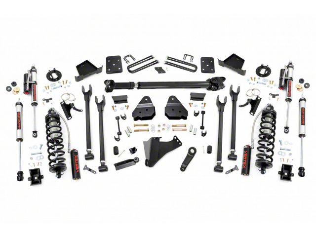 Rough Country 6-Inch 4-Link Coil-Over Conversion Suspension Lift Kit with Front Driveshaft and Vertex Adjustable Shocks (17-22 4WD 6.7L Powerstroke F-250 Super Duty w/ 4-Inch Rear Axle & w/o Factory Overload Springs, Excluding Tremor)