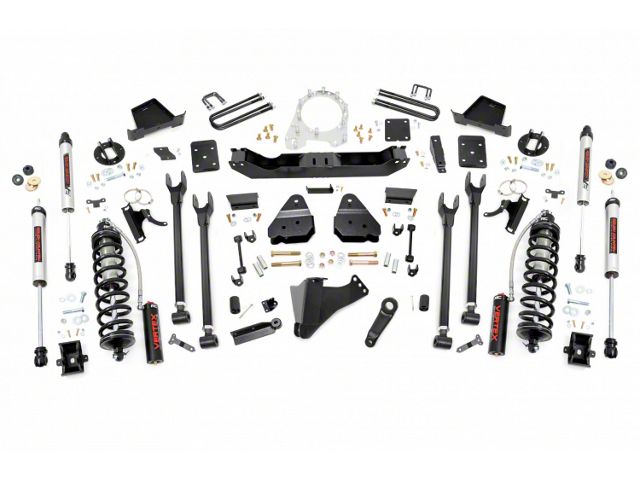 Rough Country 6-Inch 4-Link Coil-Over Conversion Suspension Lift Kit with V2 Monotube Shocks (17-22 4WD 6.7L Powerstroke F-250 Super Duty w/ 4-Inch Rear Axle & w/o Factory Overload Springs, Excluding Tremor)