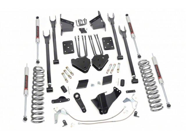 Rough Country 6-Inch 4-Link Suspension Lift Kit with M1 Monotube Shocks (11-14 4WD 6.7L Powerstroke F-250 Super Duty w/o Factory Overload Springs)