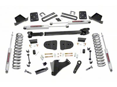 Rough Country 6-Inch Suspension Lift Kit with Premium N3 Shocks and Front Driveshaft (23-24 4WD 6.7L Powerstroke F-250 Super Duty w/ 3.50-Inch Rear Axle & w/o Factory Overload Springs & Factory LED Projector Headlights, Excluding Tremor)