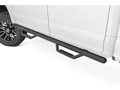 Rough Country Cab Length Nerf Side Step Bars; Black (17-24 F-250 Super Duty SuperCrew)