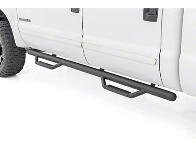 Rough Country Cab Length Nerf Side Step Bars; Black (11-16 F-250 Super Duty SuperCrew)