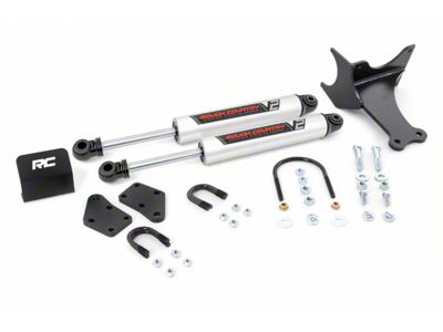 Rough Country Dual V2 Steering Stabilizer for 2 to 8-Inch Lift (11-25 4WD F-250 Super Duty)