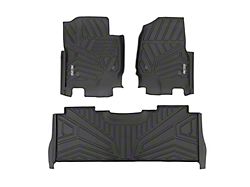 Rough Country Flex-Fit Front and Rear Floor Mats; Black (17-25 F-250 Super Duty SuperCrew w/o Floor Shifter)