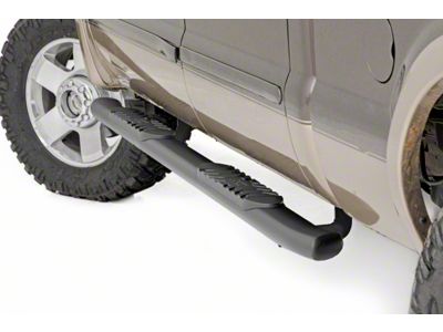 Rough Country Oval Nerf Side Step Bars; Black (11-16 F-250 Super Duty SuperCrew)