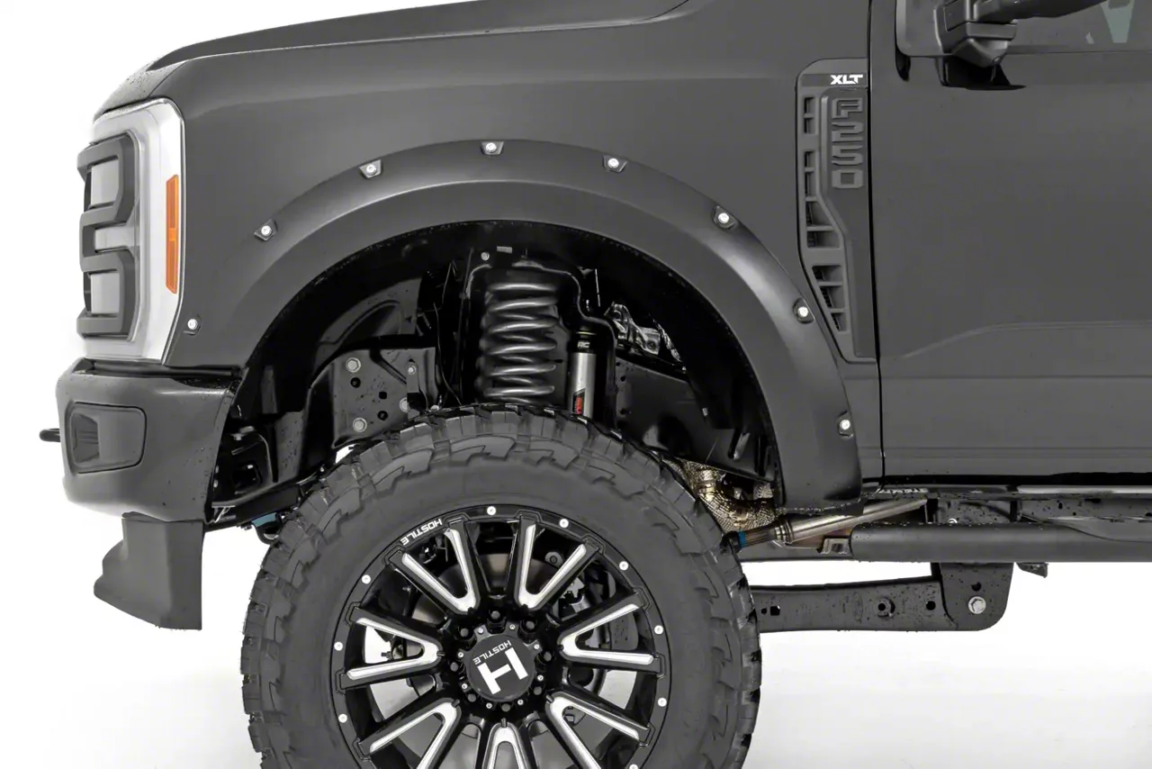 Rough Country F250 Super Duty Pocket Fender Flares; Gloss Black F