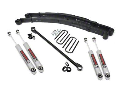Rough Country 2-Inch Front Leveling Kit with Leaf Springs and Premium N3 Shocks (99-04 4WD 6.8L, 7.3L Powerstroke F-350 Super Duty SRW)