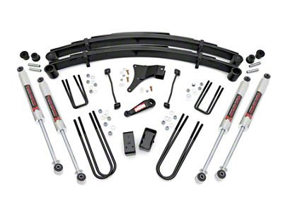 Rough Country 4-Inch Suspension Lift Kit with Rear Lift Blocks and M1 Monotube Shocks (Early 1999 4WD 6.8L, 7.3L Powerstroke F-350 Super Duty SRW)