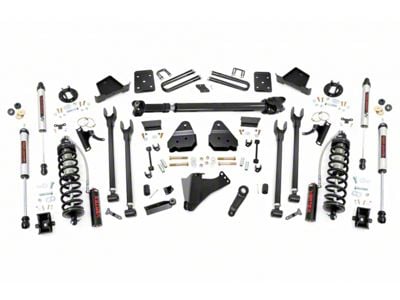 Rough Country 6-Inch 4-Link Coil-Over Conversion Suspension Lift Kit with Front Driveshaft and V2 Monotube Shocks (17-22 4WD 6.7L Powerstroke F-350 Super Duty SRW w/ 3.50-Inch Rear Axle & w/o Factory Overload Springs, Excluding Tremor)
