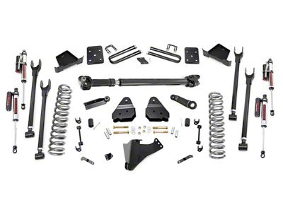 Rough Country 6-Inch 4-Link Suspension Lift Kit with Vertex Reservoir Shocks and Front Driveshaft (17-22 4WD 6.7L Powerstroke F-350 Super Duty SRW w/ 4-Inch Rear Axle & w/o Factory Overload Springs)
