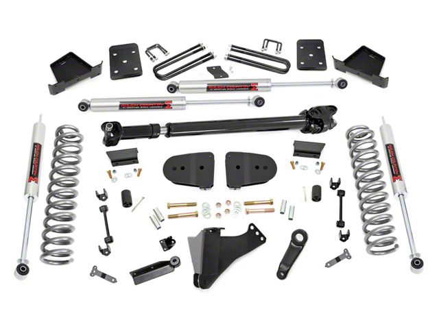 Rough Country 6-Inch Suspension Lift Kit with M1 Monotube Shocks and Front Driveshaft (23-24 4WD 6.7L Powerstroke F-350 Super Duty SRW w/ 4-Inch Rear Axle, Factory Overload Springs & w/o Factory LED Projector Headlights, Excluding Tremor)