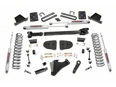 Rough Country 6-Inch Suspension Lift Kit with Premium N3 Shocks and Front Driveshaft (23-25 4WD 6.7L Powerstroke F-350 Super Duty SRW w/ 4-Inch Rear Axle, Factory Overload Springs & w/o Factory LED Projector Headlights, Excluding Tremor)