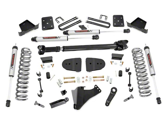 Rough Country 6-Inch Suspension Lift Kit with V2 Monotube Shocks and Front Driveshaft (23-24 4WD 6.7L Powerstroke F-350 Super Duty SRW w/ 4-Inch Rear Axle & w/o Factory Overload Springs & Factory LED Projector Headlights, Excluding Tremor)