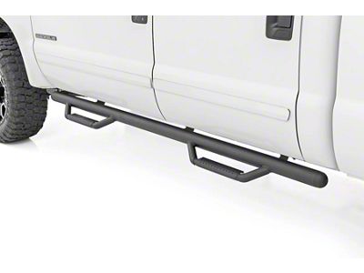 Rough Country Cab Length Nerf Side Step Bars; Black (11-16 F-350 Super Duty SuperCrew)