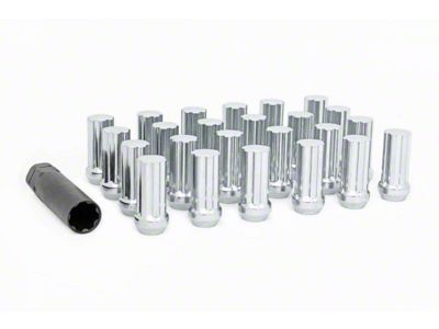 Rough Country Chrome Bulge Acorn Style Lug Nut Kit; M14 x 1.5; Set of 32 (11-24 F-350 Super Duty SRW)