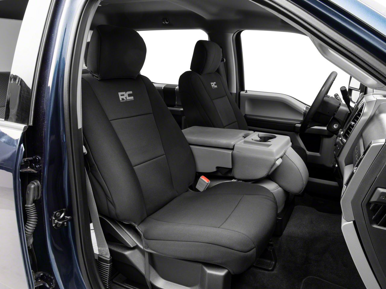 Rough Country F350 Super Duty Neoprene Front Seat Covers; Black 91016