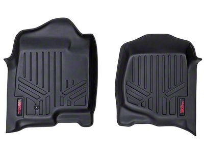 Rough Country Heavy Duty Front Floor Mats; Black (14-18 Sierra 1500 w/o Floor Shifter)