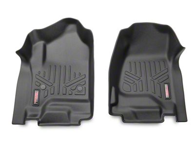 Rough Country Heavy Duty Front Floor Mats; Black (14-18 Silverado 1500 w/o Floor Shifter)