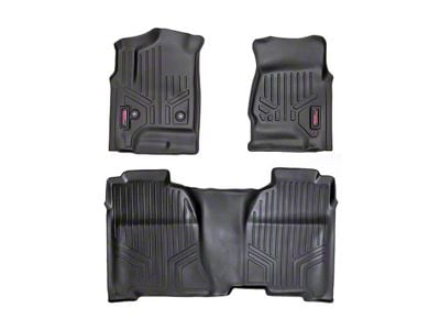 Rough Country Heavy Duty Front and Rear Floor Mats; Black (07-13 Sierra 1500 Extended Cab, Crew Cab)