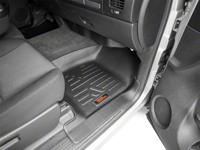 Rough Country Heavy Duty Front and Rear Floor Mats; Black (07-13 Silverado 1500 Extended Cab, Crew Cab)