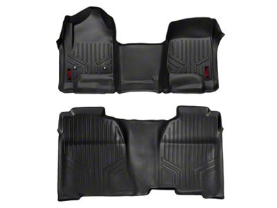 Rough Country Heavy Duty Front and Rear Floor Mats; Black (14-18 Sierra 1500 Crew Cab)
