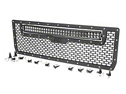 Rough Country Suspension Mesh Upper Grille Insert with 30-Inch Black Series LED Light Bar; Black (14-15 Sierra 1500)
