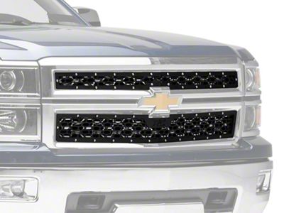 Rough Country Mesh Upper Grille Inserts; Black (14-15 Silverado 1500 w/o Z71 Package)