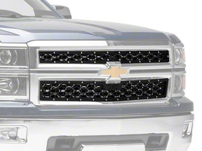 Rough Country Mesh Upper Grille Inserts; Black (14-15 Silverado 1500)