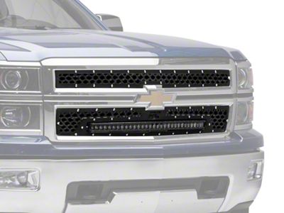 Rough Country Mesh Upper Grille Inserts with 30-Inch Black Series LED Light Bar; Black (14-15 Silverado 1500)