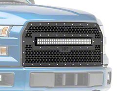Rough Country Mesh Upper Replacement Grille with 30-Inch Black Series LED Light Bar; Black (15-17 F-150, Excluding Raptor)