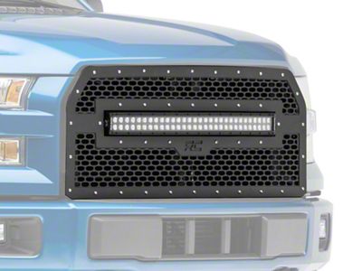 Rough Country Mesh Upper Replacement Grille with 30-Inch Black Series LED Light Bar; Black (15-17 F-150, Excluding Raptor)