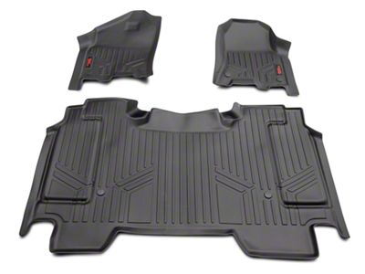 Rough Country Heavy Duty Front and Rear Floor Mats; Black (19-24 RAM 1500 Crew Cab w/o Factory Under Seat Storage)