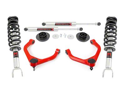 Rough Country 3-Inch Suspension Lift Kit with Front M1 Monotube Struts and Rear M1 Monotube Shocks; Red (12-18 4WD RAM 1500 w/o Air Ride)