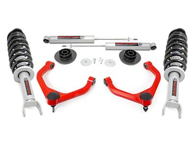 Rough Country 3.50-Inch Bolt-On Suspension Lift Kit with Lifted N3 Struts and Premium N3 Shocks; Red (19-24 4WD RAM 1500 w/o Air Ride, Excluding RHO, TRX & V6)