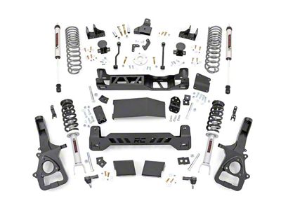 Rough Country 6-Inch Suspension Lift Kit with V2 Monotube Shocks and Rear Variable Rate Coil Springs for 22XL Wheel Models (19-24 4WD RAM 1500 w/o Air Ride, Excluding TRX)