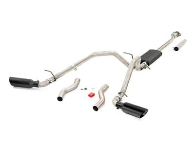Rough Country Dual Exhaust System with Black Tips; Side/Rear Exit (19-24 5.7L RAM 1500)