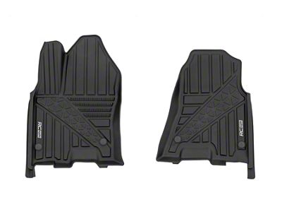 Rough Country Flex-Fit Front Floor Mats; Black (25-26 RAM 1500 Crew Cab)
