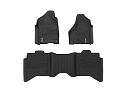 Rough Country Flex-Fit Front and Rear Floor Mats; Black (09-18 RAM 1500 Crew Cab)