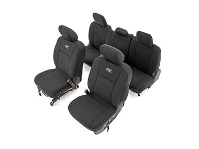 Rough Country Neoprene Front and Rear Seat Covers; Black (09-18 RAM 1500 Crew Cab w/ Front Bucket Seats & Full Rear Seat)