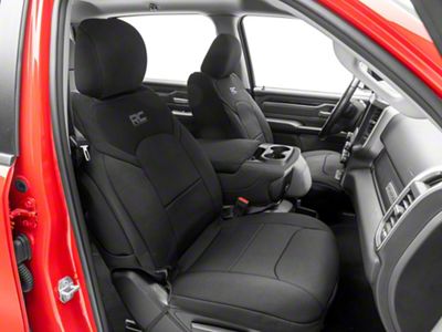 Rough Country Neoprene Front Seat Covers; Black (19-25 RAM 1500 w/ Bucket Seats)