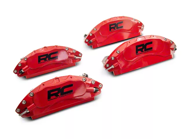 Rough Country Brake Caliper Covers; Red; Front and Rear (19-24 RAM 1500)