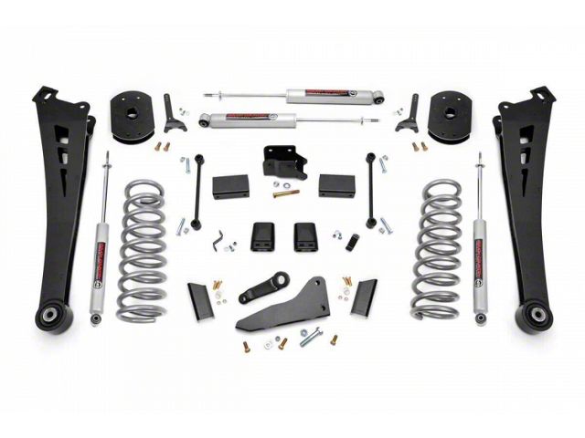 Rough Country 5-Inch Radius Arm Suspension Lift Kit with Standard Rate Coil Springs and M1 Monotube Shocks (14-18 4WD 5.7L/6.4L RAM 2500, Excluding Power Wagon)