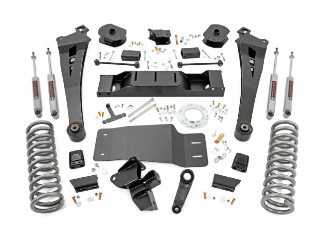 Rough Country 5-Inch Radius Arm Suspension Lift Kit with Standard Rate Coil Springs and Premium N3 Shocks (19-24 4WD 6.7L RAM 2500 w/ Non-AISIN Transmission, Excluding Power Wagon)