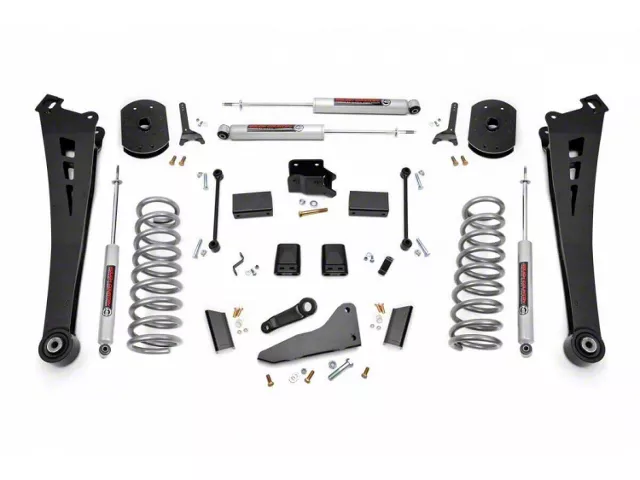 Rough Country 5-Inch Radius Arm Suspension Lift Kit with Standard Rate Coil Springs and Premium N3 Shocks (14-18 4WD 6.7L RAM 2500, Excluding Power Wagon)