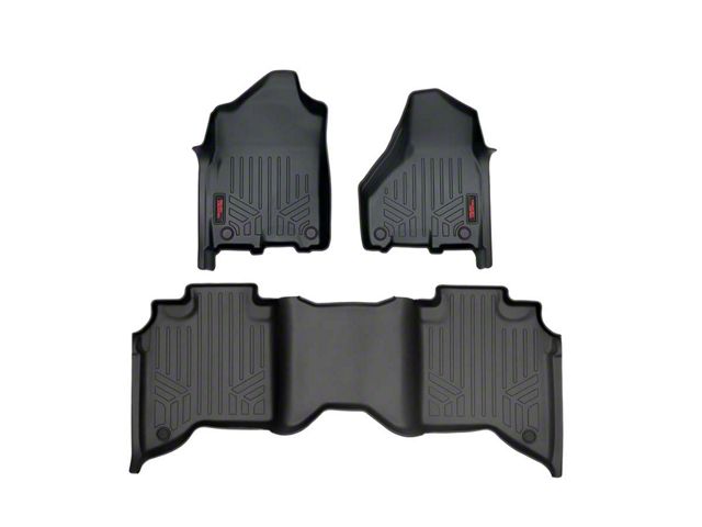 Rough Country Heavy Duty Front and Rear Floor Mats; Black (19-24 RAM 2500 Crew Cab w/ Front Bucket Seats)